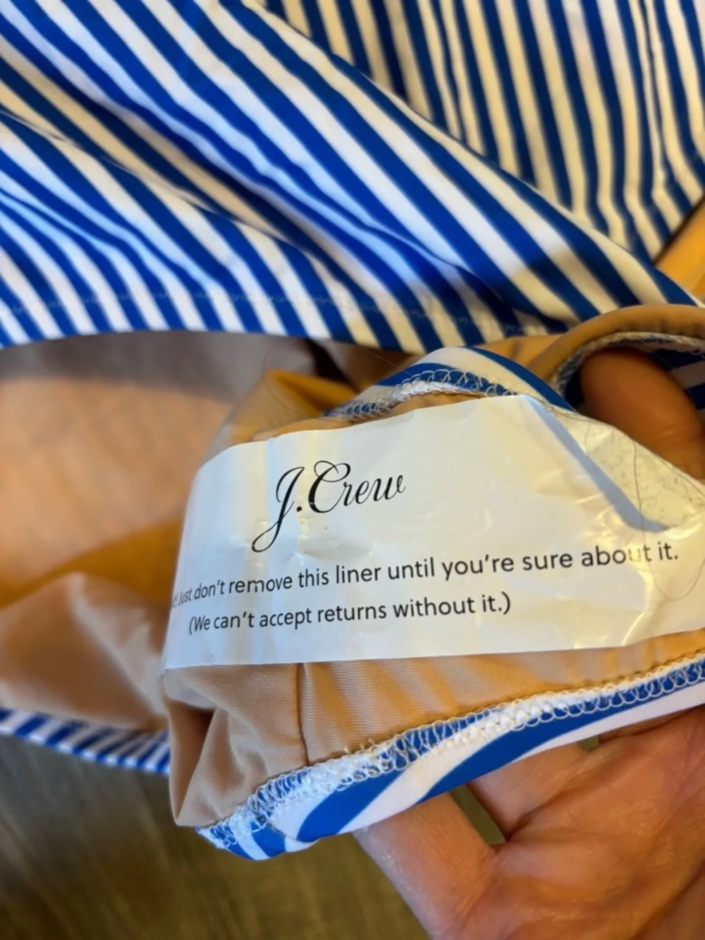 J. Crew NWOT Blue and White Striped Cross Back Swim One-Piece